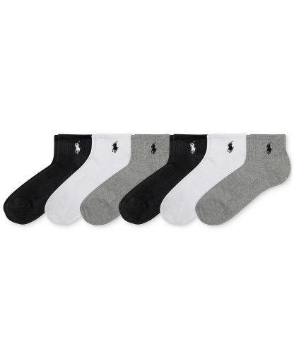 Polo Ralph Lauren Women's 6-Pk. Cushion Quarter Socks - Gray heather assortment