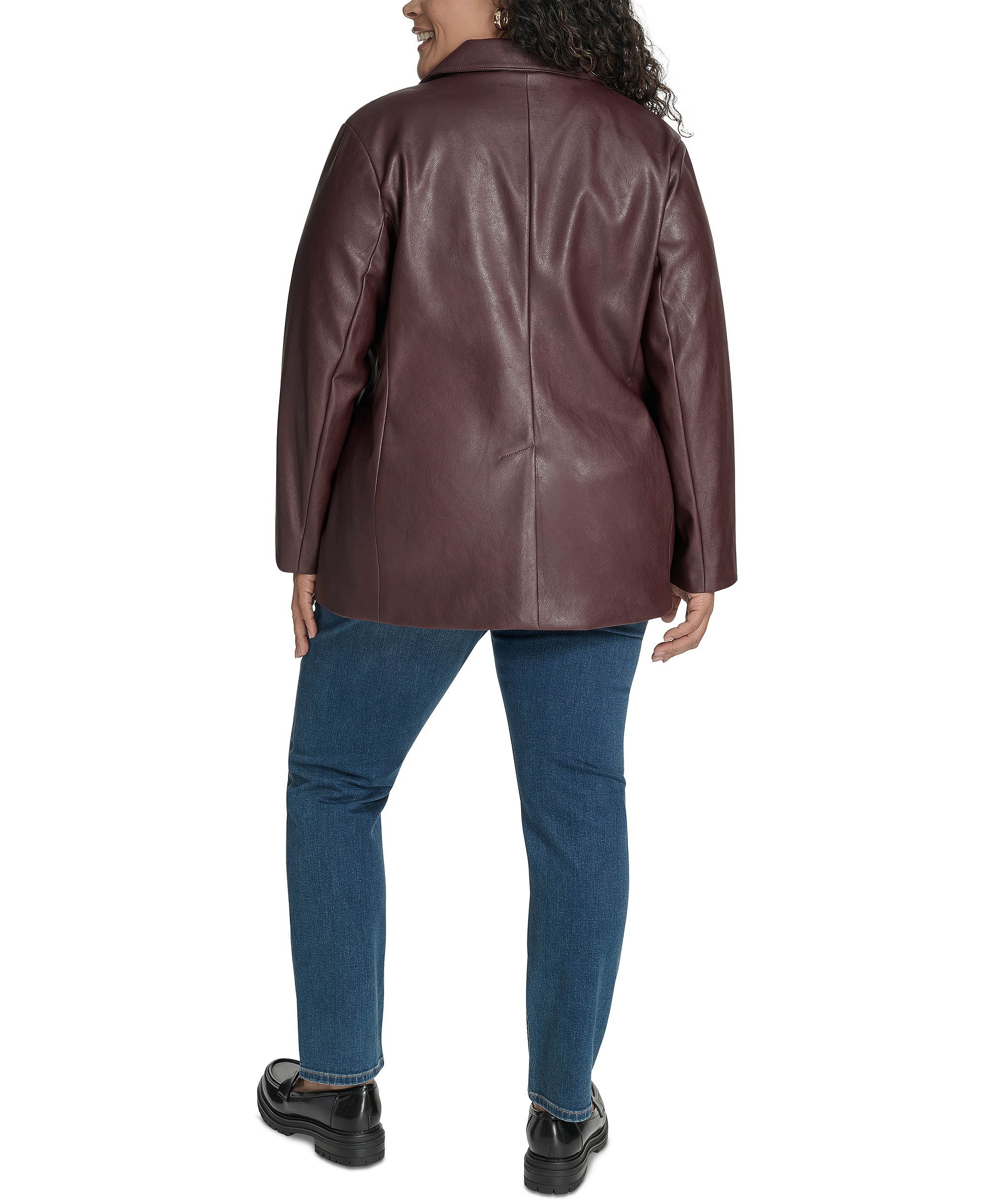 Levi's Women's Single-Breasted Faux-Leather Blazer - Oxblood