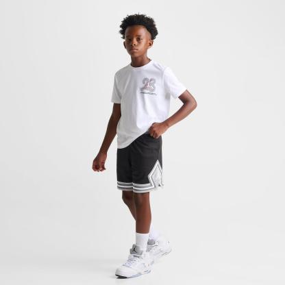 Big Kids' Jordan Dri-FIT Diamond Mesh Basketball Shorts - Black/Light Smoke Grey - view 2