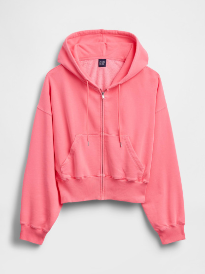 VintageSoft Wedge Zip Hoodie - Sassy pink