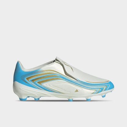 Little Kids' and Big Kids' adidas F50 Messi League Laceless Firm Ground Soccer Cleats - Ivory/Semi Blue Burst/Icey Blue - view 1