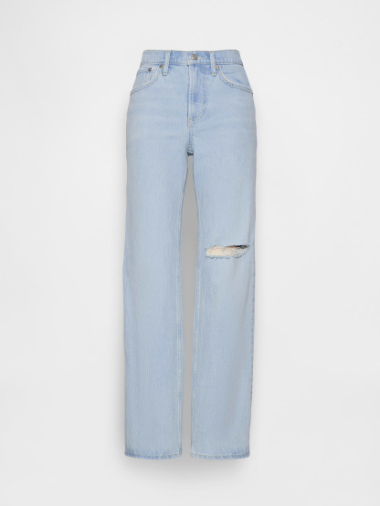 Mid Rise Relaxed Straight Jeans - Light wash