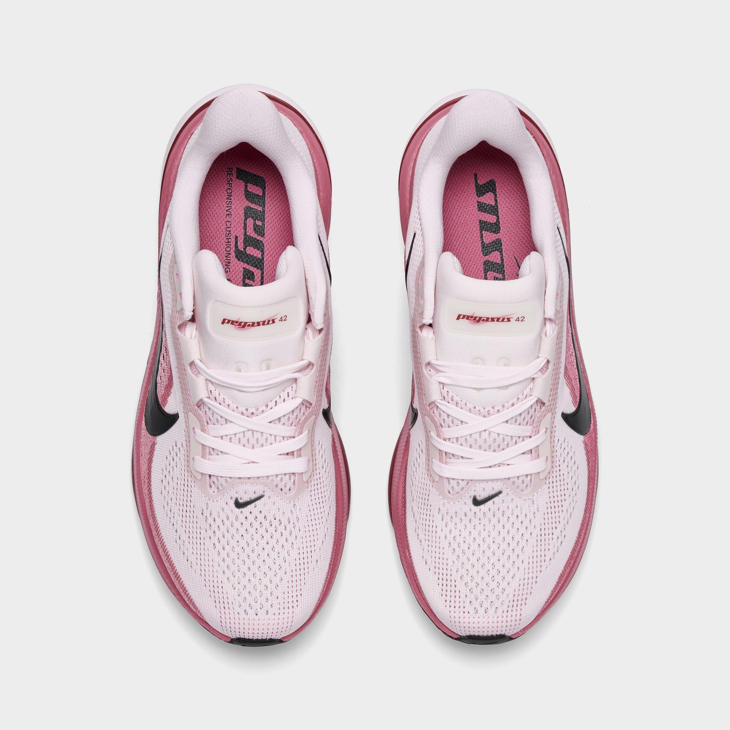 Women's Nithtke Pegasus 42 Running Shoes - Part 2 - Pearl Pink/Black/Peony/Team Crimson - Top view