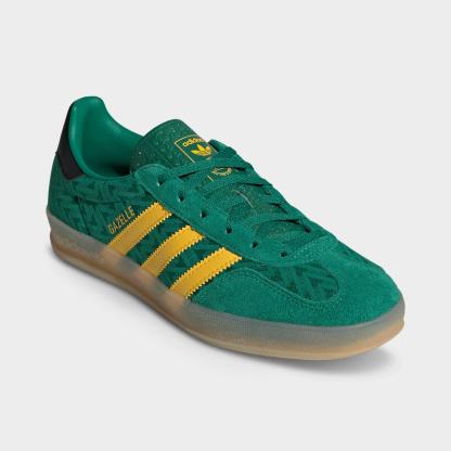 Women's adidas Originals Gazelle Indoor Casual Shoes - Bold Green/Eqt Yellow/Gum - Both shoes facing left