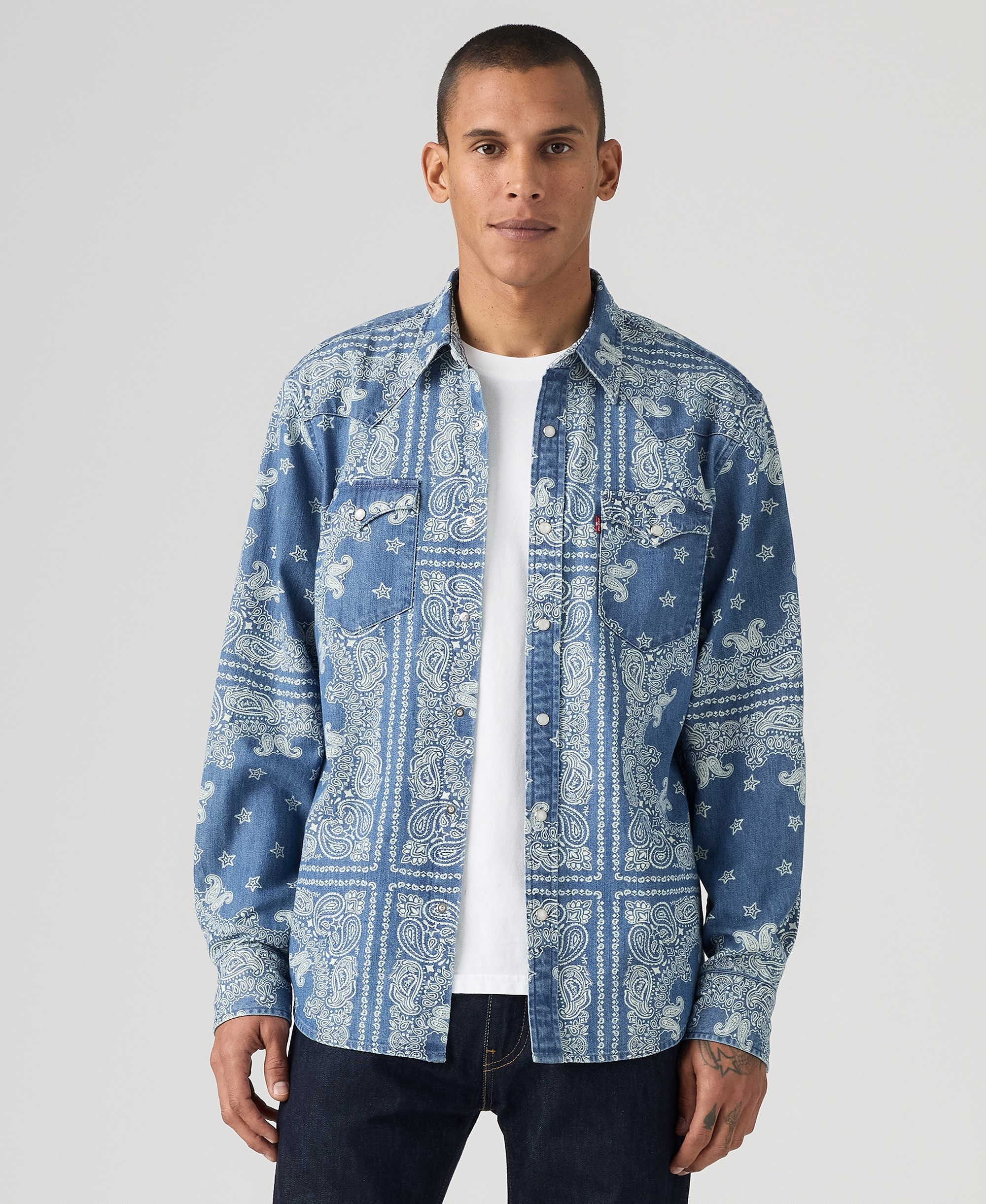 Levi's Men's Classic-Fit Western Shirt - Ensign Blue