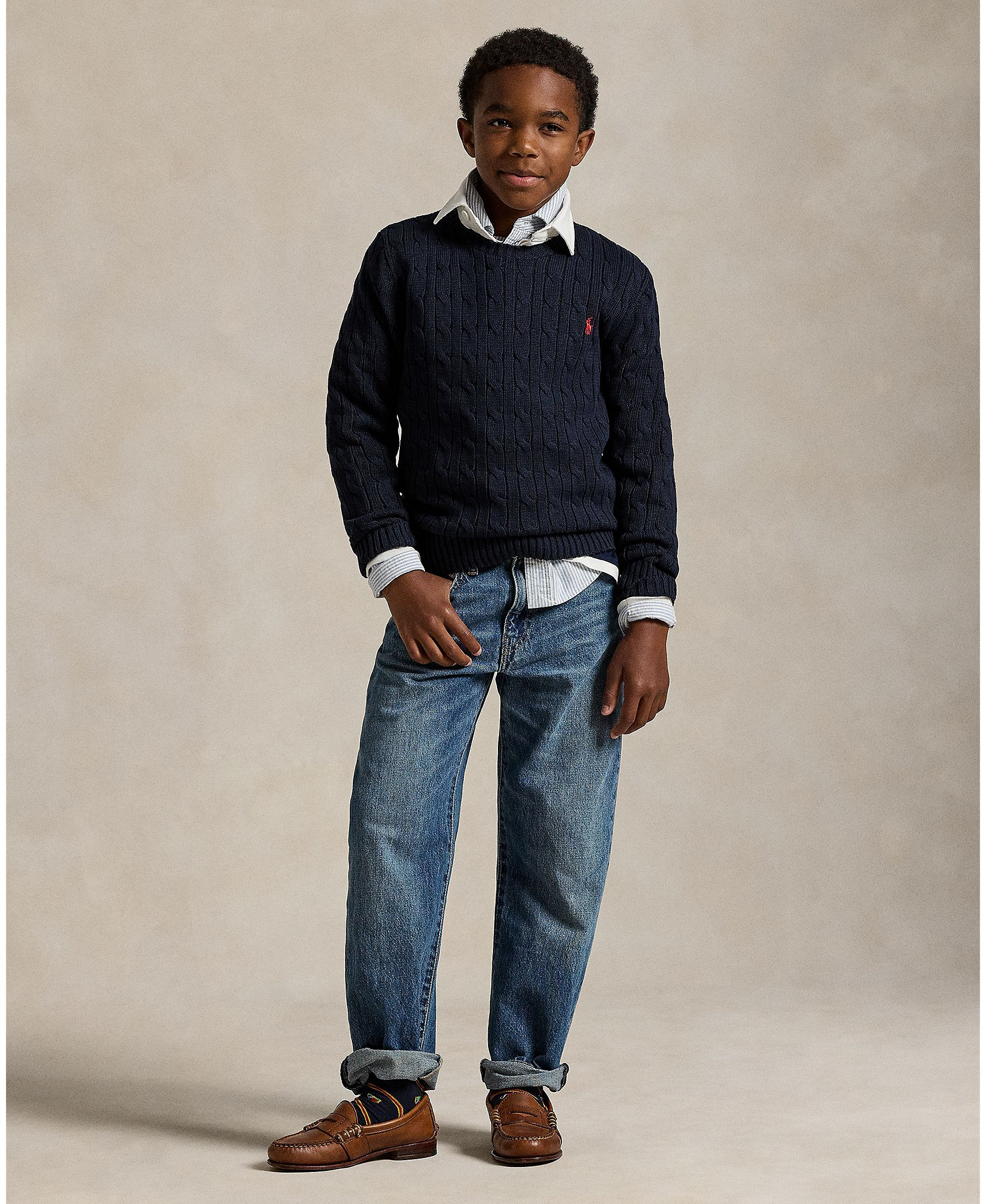 Polo Ralph Lauren Boys' 8-20 Cable-Knit Cotton Sweater - RL NAVY