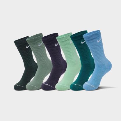 Nike Everyday Elevated Crew Socks (6-Pack) - Spruce/Blue/Steam