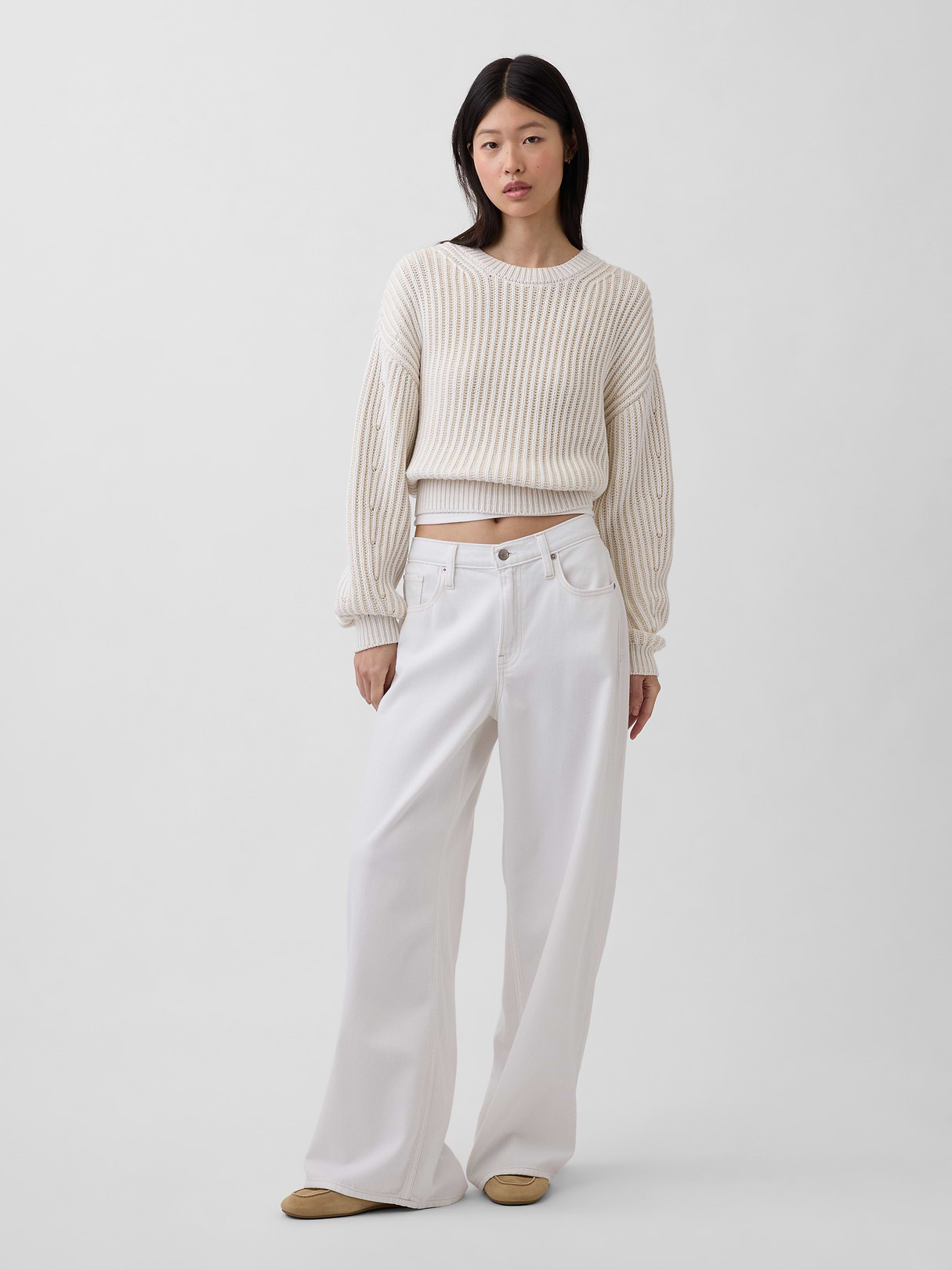 Low Slung Extra Baggy Jeans - Fresh white