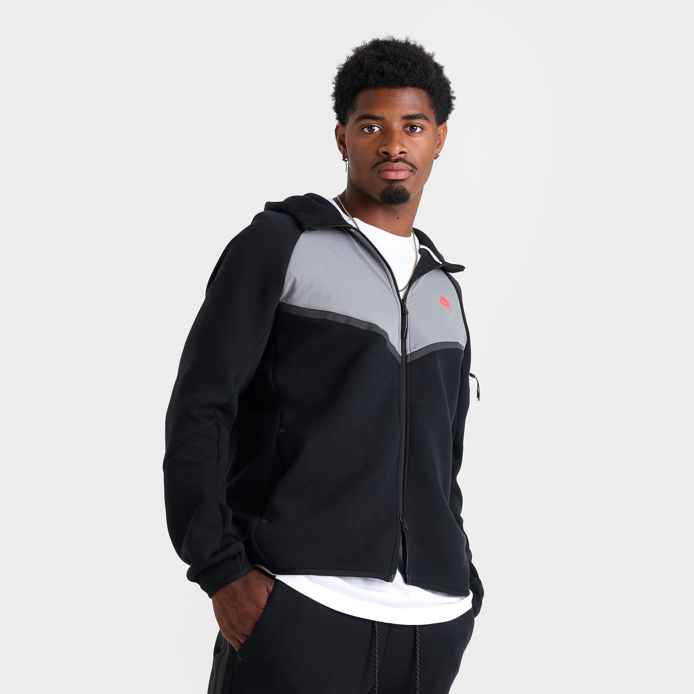 Men's Nithtke Tech Fleece Windrunner Full-Zip Jacket - Black/Smoke Grey/Bright Crimson