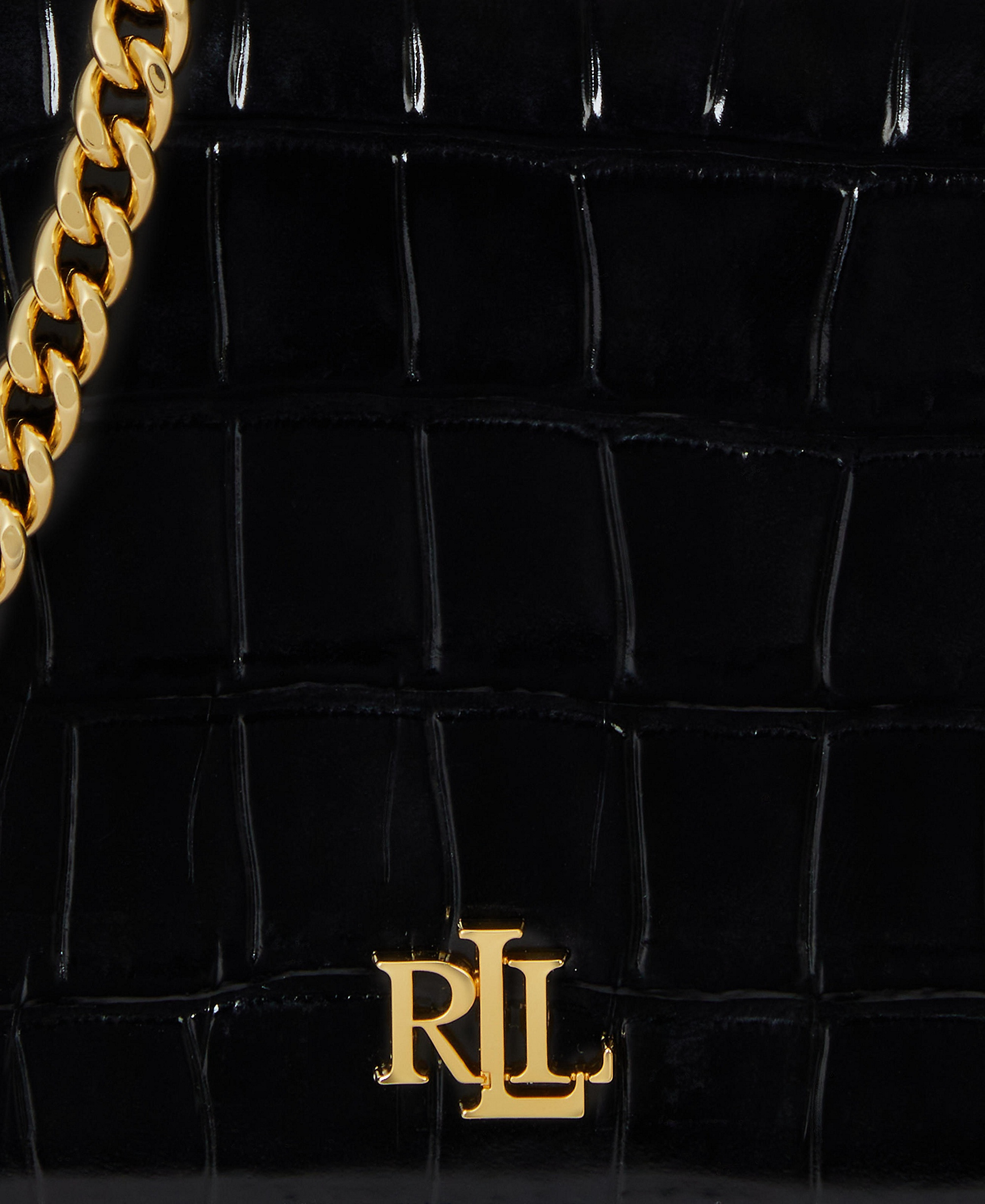 Lauren Ralph Lauren Adair II Small Croc-Embossed Crossbody Bag - Black