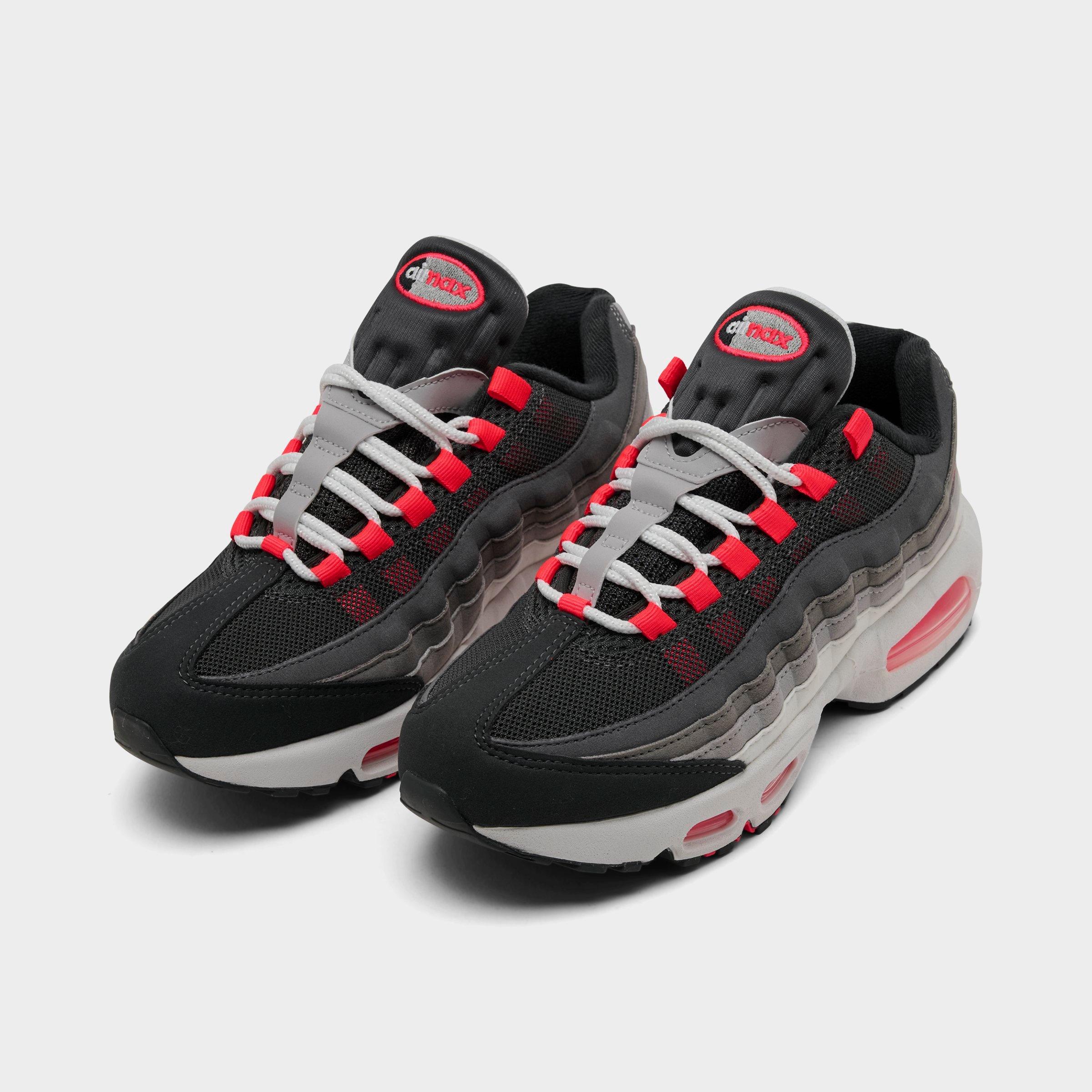 Big Kids' Nithtke Air Max 95 Big Bubble SE Casual Shoes - Anthracite/Solar Red/Light Graphite - Both shoes facing left