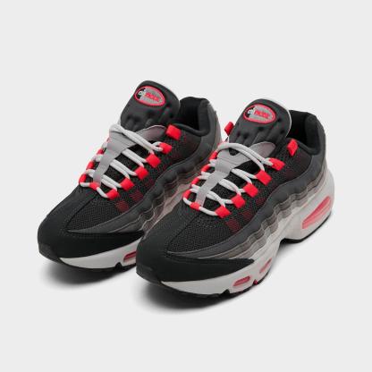 Big Kids' Nithtke Air Max 95 Big Bubble SE Casual Shoes - Anthracite/Solar Red/Light Graphite - Both shoes facing left