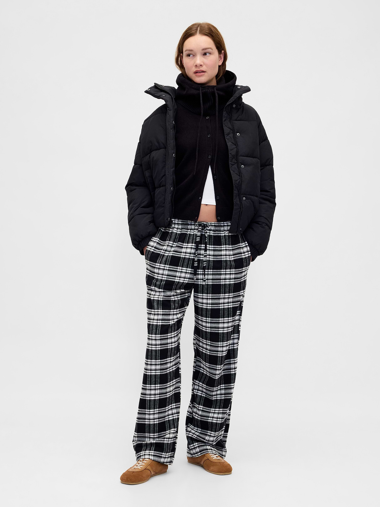 Adult Softest Flannel PJ Pants - Black & white plaid