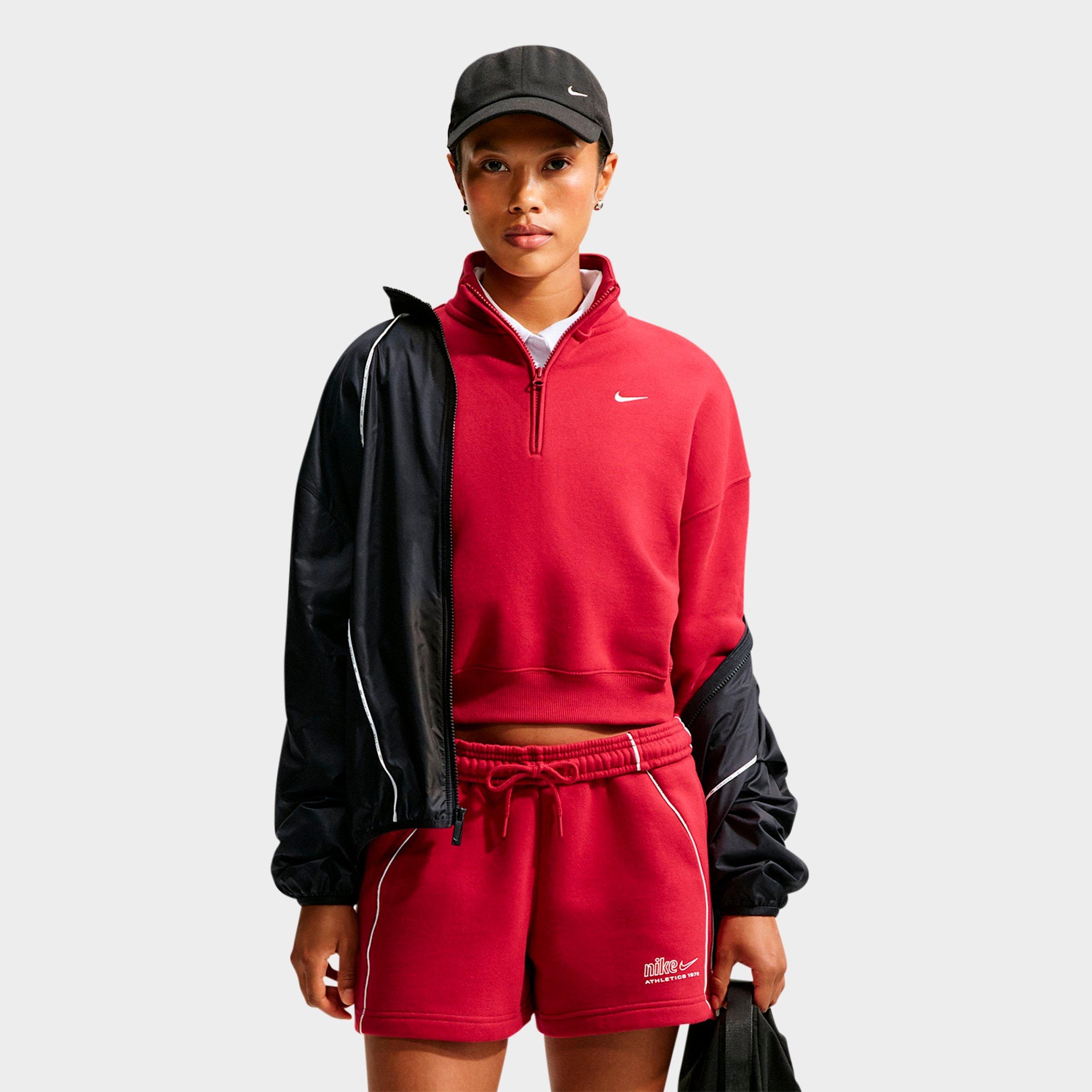 Women's Nithtke Studio Fleece Medium-Weight Oversized Cropped Quarter-Zip Jacket - Tough Red/Sail