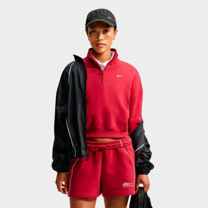 Women's Nithtke Studio Fleece Medium-Weight Oversized Cropped Quarter-Zip Jacket - Tough Red/Sail