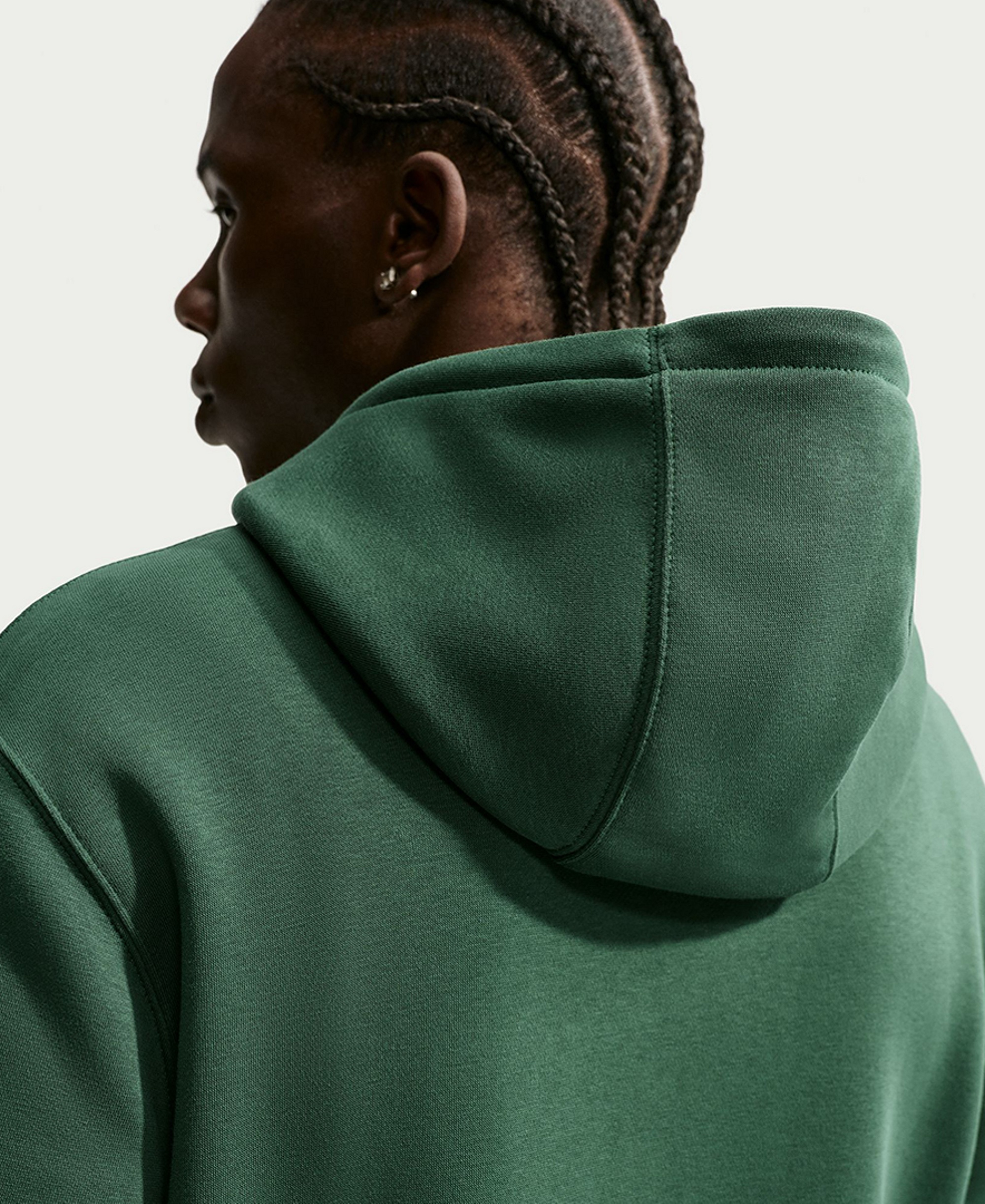 Nike Men's Club Pullover Fleece Hoodie Logo - Fir/White