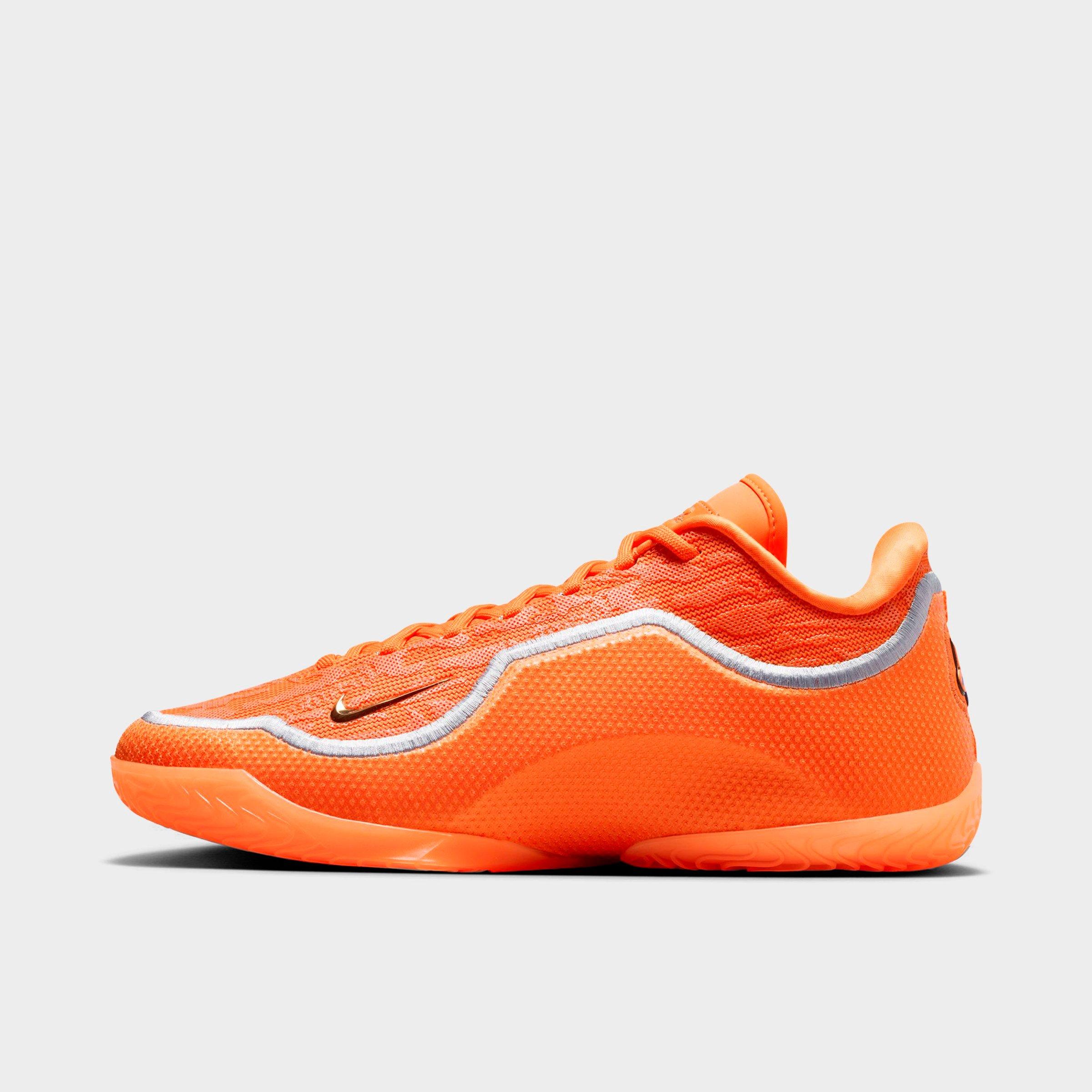 Men's Nithtke LeBron 23 Basketball Shoes - Safety Orange/Wolf Grey/Metallic Gold - Left shoe facing left. Outside of the shoe.