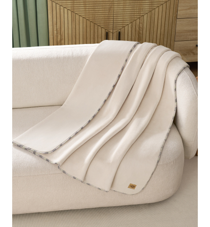 UGG® Coco Lightweight Throw, 50" x 70" - Snow Blue Embroidered