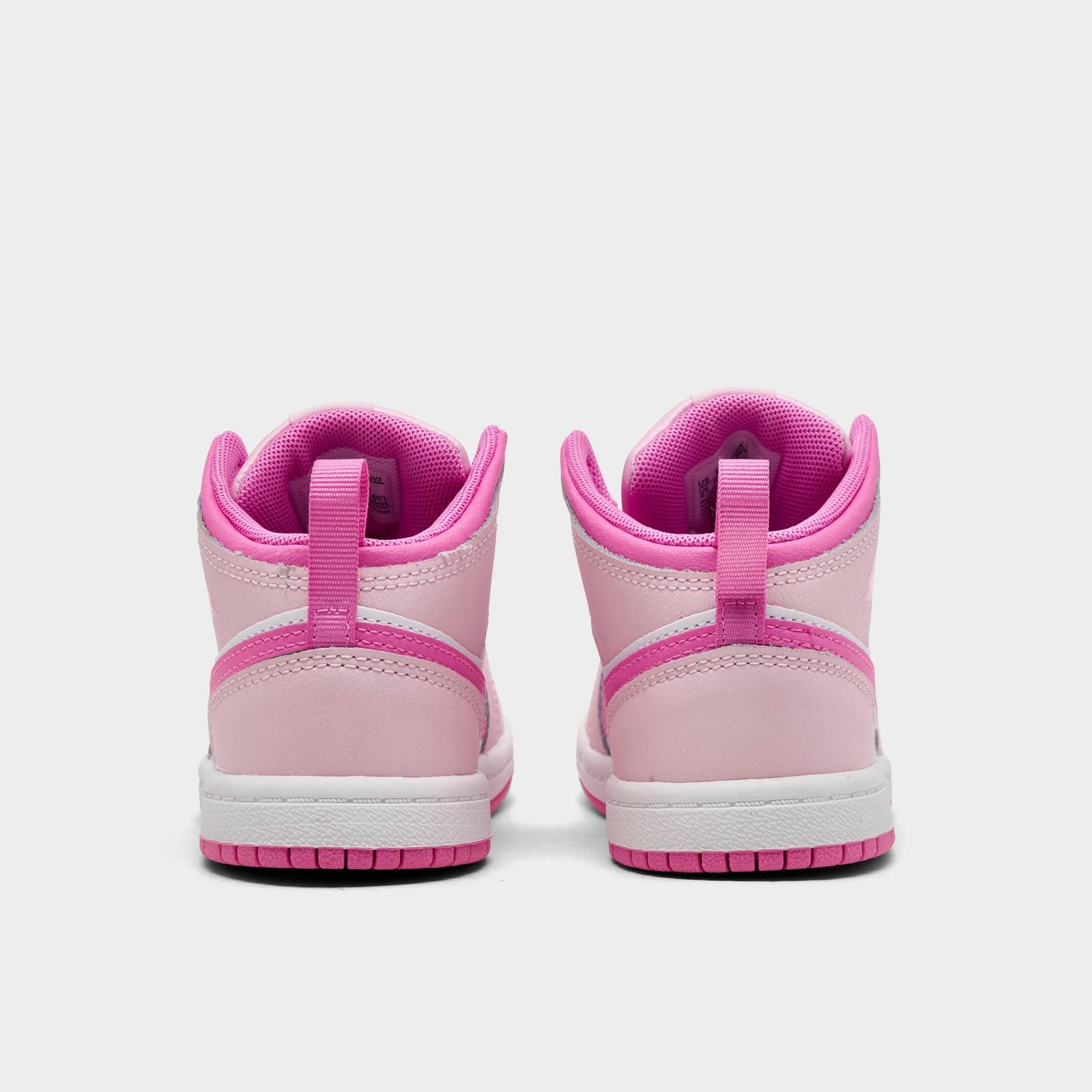Kids' Toddler Air Jordan Retro 1 Mid Casual Shoes - Pink Foam/China Rose/White/Pink Foam - view 4