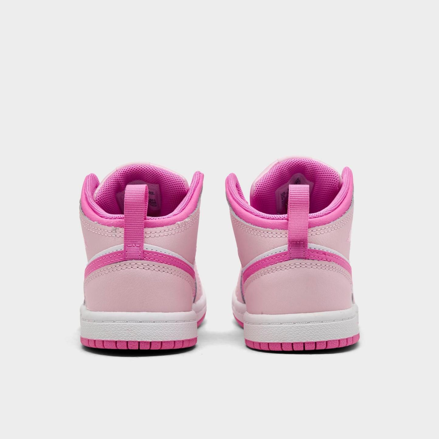 Kids' Toddler Air Jordan Retro 1 Mid Casual Shoes - Pink Foam/China Rose/White/Pink Foam - view 4