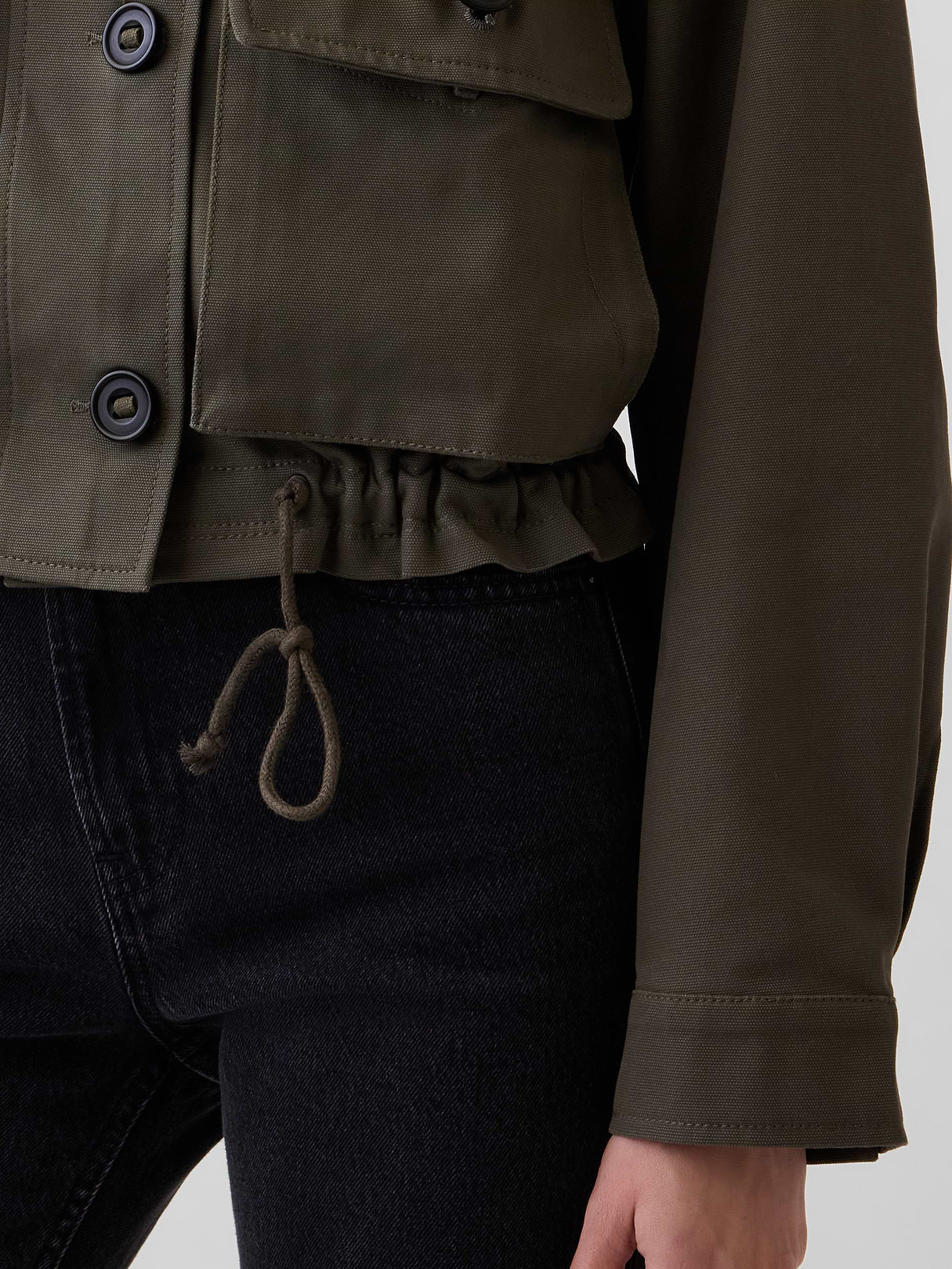 Canvas Crop Utility Jacket - Bamboo green