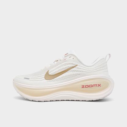 Women's Nithtke Vomero Plus Running Shoes - Part 1 - Sail/Metallic Gold Grain/Light Khaki/Natural - Left shoe facing left. Outside of the shoe.