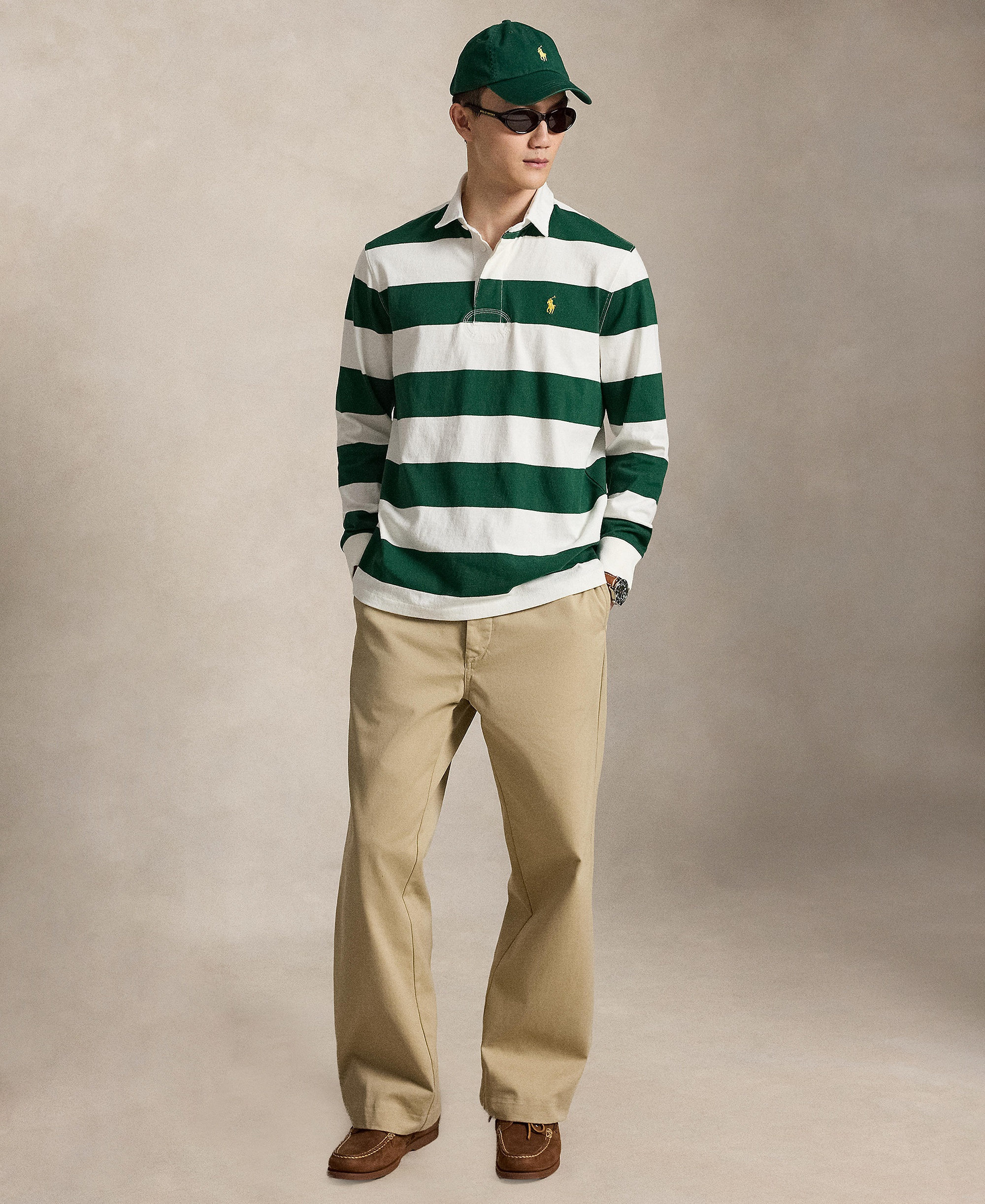 Polo Ralph Lauren Men's Iconic Rugby Classic-Fit Polo Shirt - Trophy Cream/Forest