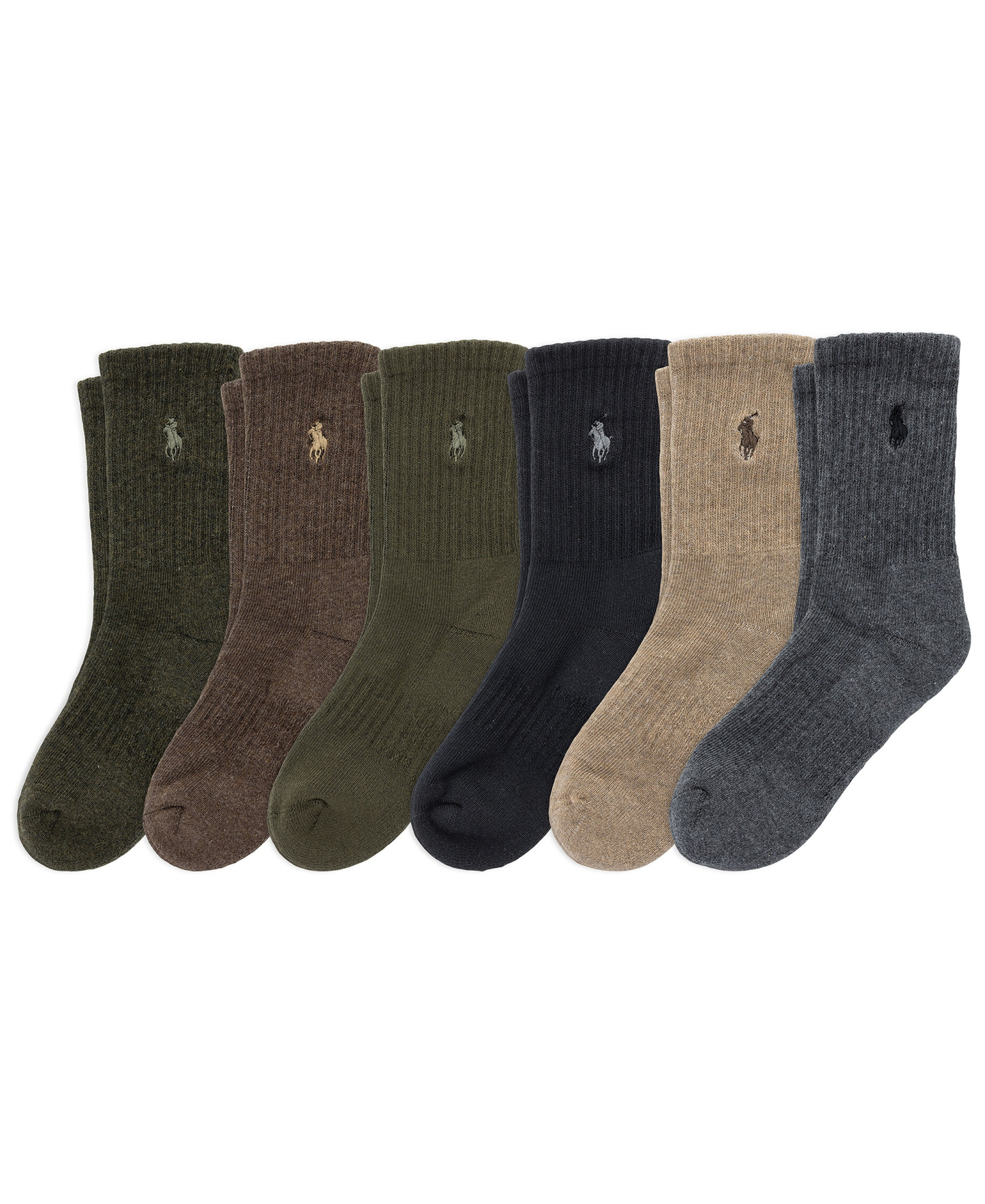 Polo Ralph Lauren Boys' 4-11 Solid Crew Socks, 6-Pack - Charcoal