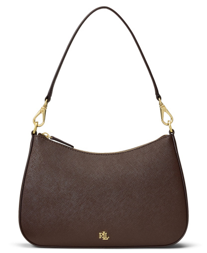 Lauren Ralph Lauren Crosshatch Leather Danni Small Shoulder Handbag - Chestnut Brown