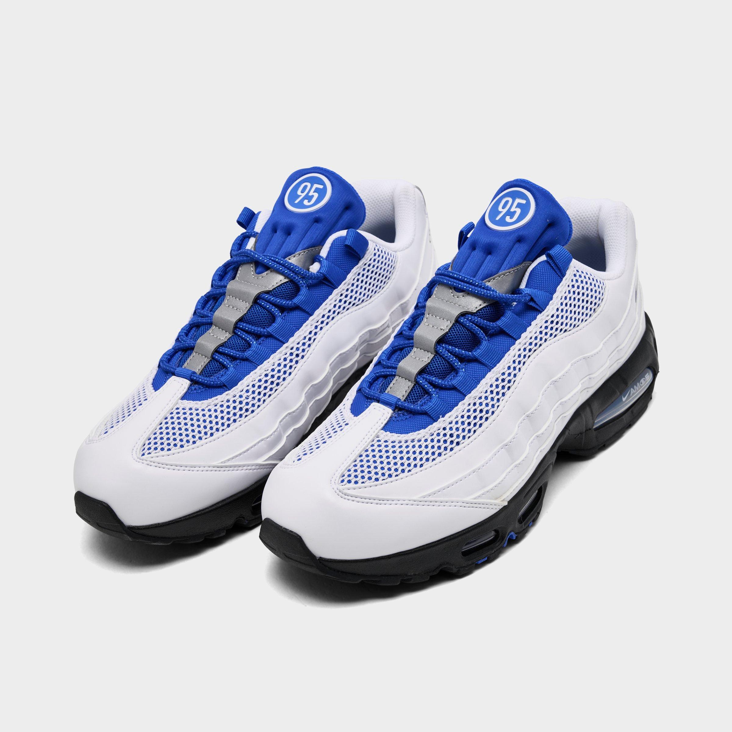 Men's Nithtke Air Max 95 Big Bubble Total 90 Casual Shoes - White/Racer Blue/Black - Both shoes facing left