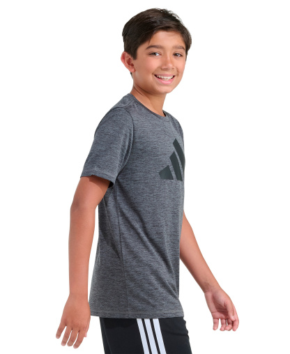 adidas Boys' 8-20 Short-Sleeve Essential Poly Mélange T-Shirt - Dark Heather