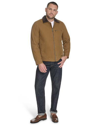 Levi's Men's Cotton Canvas Zip-Front Depot Jacket - Worker Brown