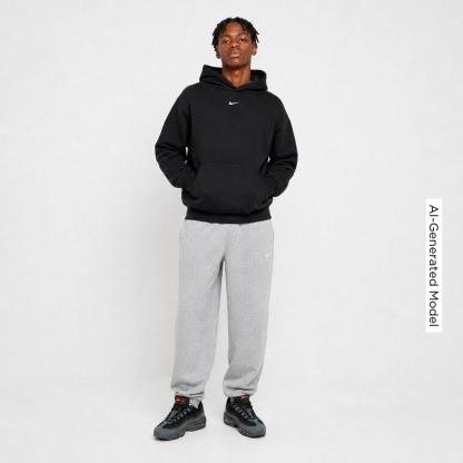 Men's Nithtke Solo Swoosh Pullover Hoodie - Total Black/Sail