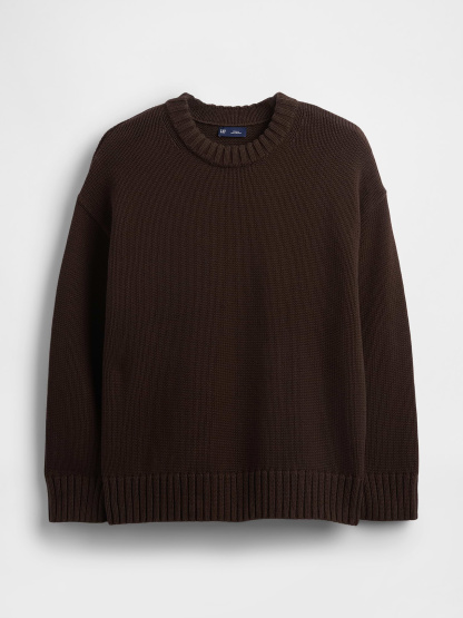 100% Cotton Oversized Sweater - Terra brown