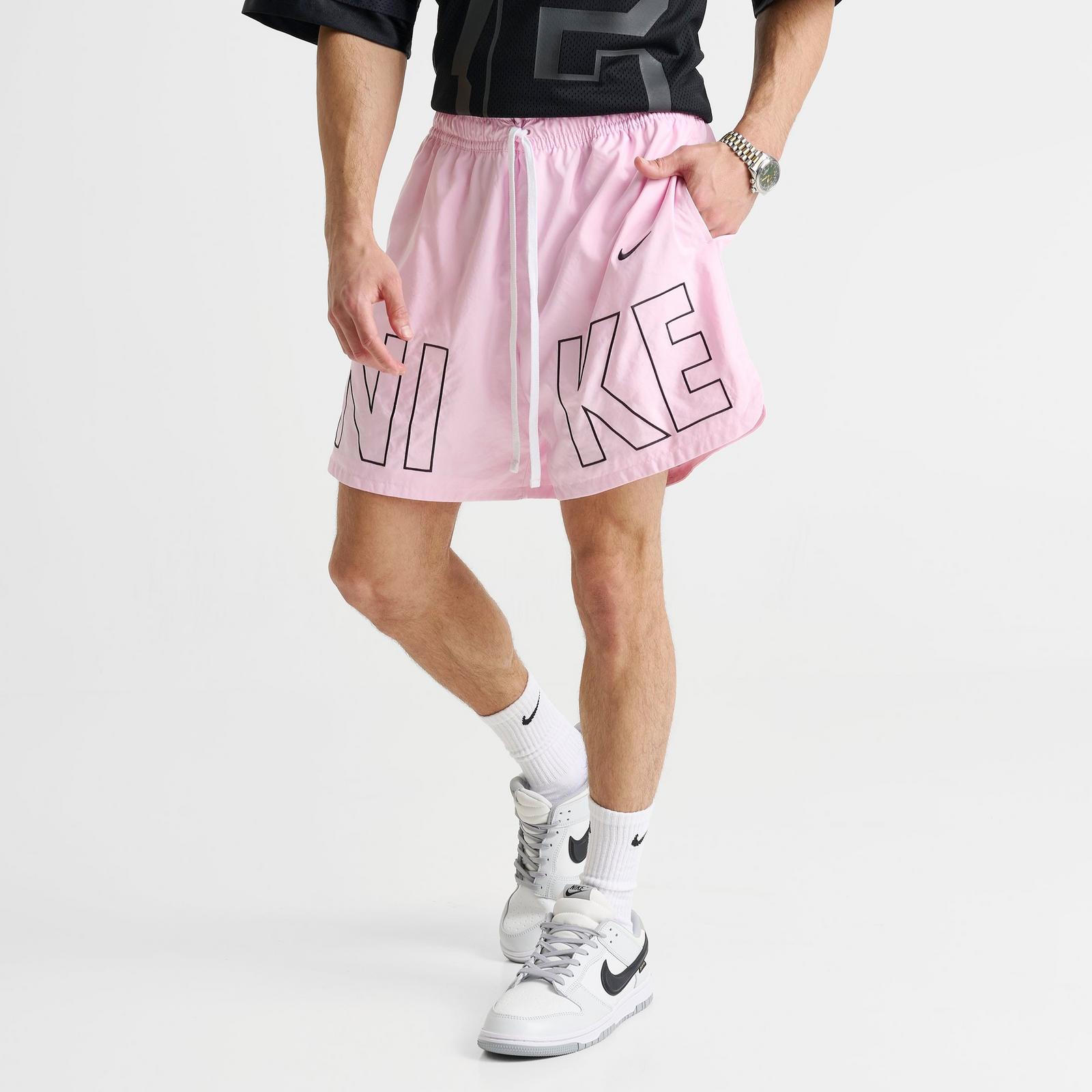 Men's Nike Sportswear Embroidered Woven Flow Shorts - Pink Foam/Black