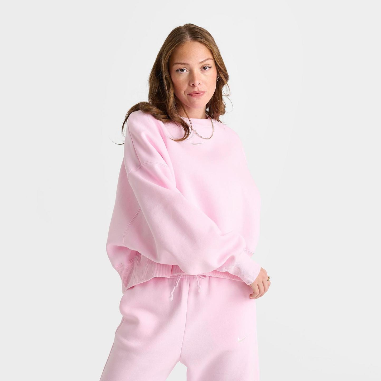 Women's Nike Sportswear Phoenix Fleece Oversized Crewneck Sweatshirt - Pink Foam/Sail