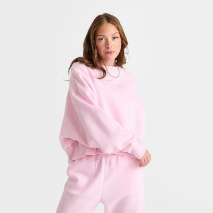 Women's Nike Sportswear Phoenix Fleece Oversized Crewneck Sweatshirt - Pink Foam/Sail