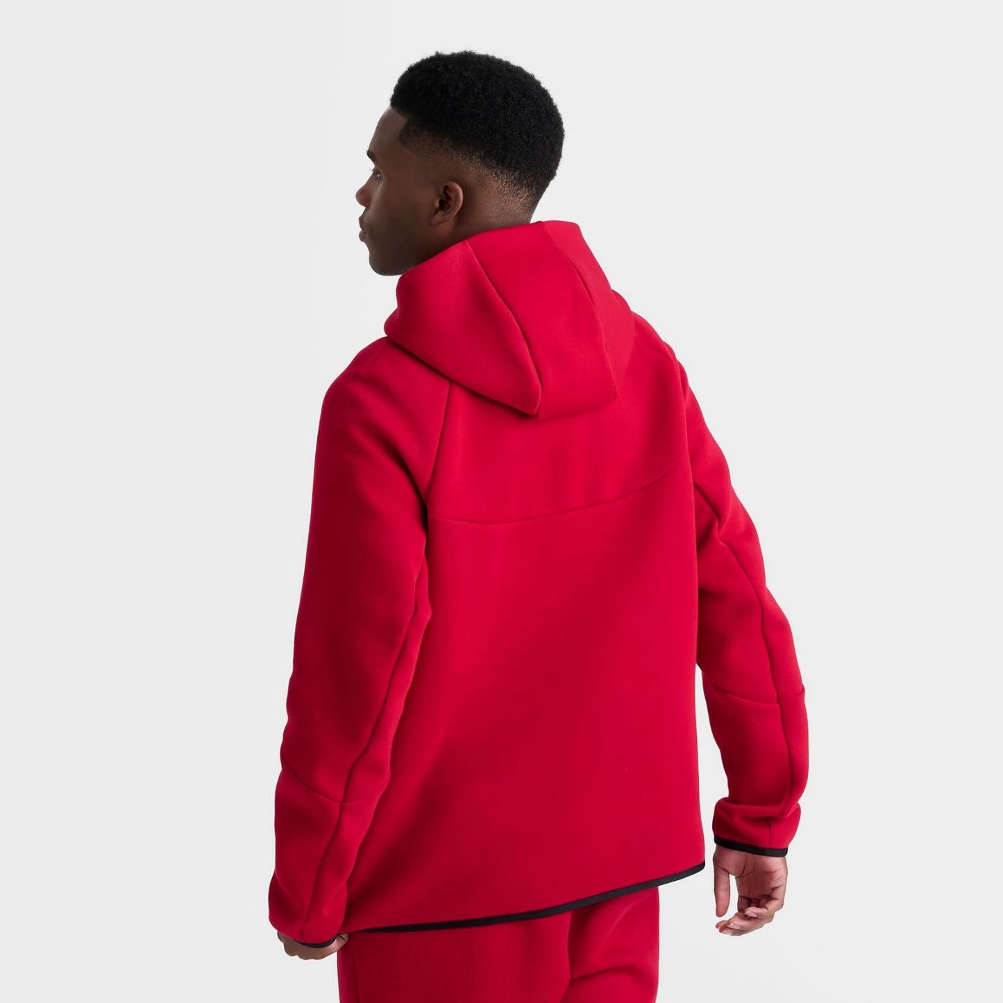 Men's Nike Tech Fleece Windrunner Full-Zip Hoodie - Gym Red/Black
