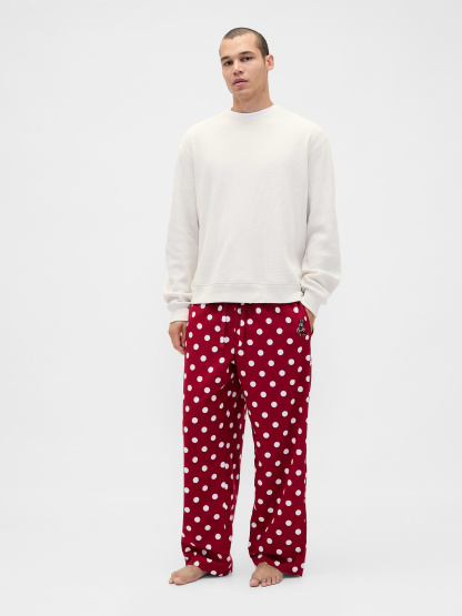 Adult Softest Flannel PJ Pants - Red with white polka dots