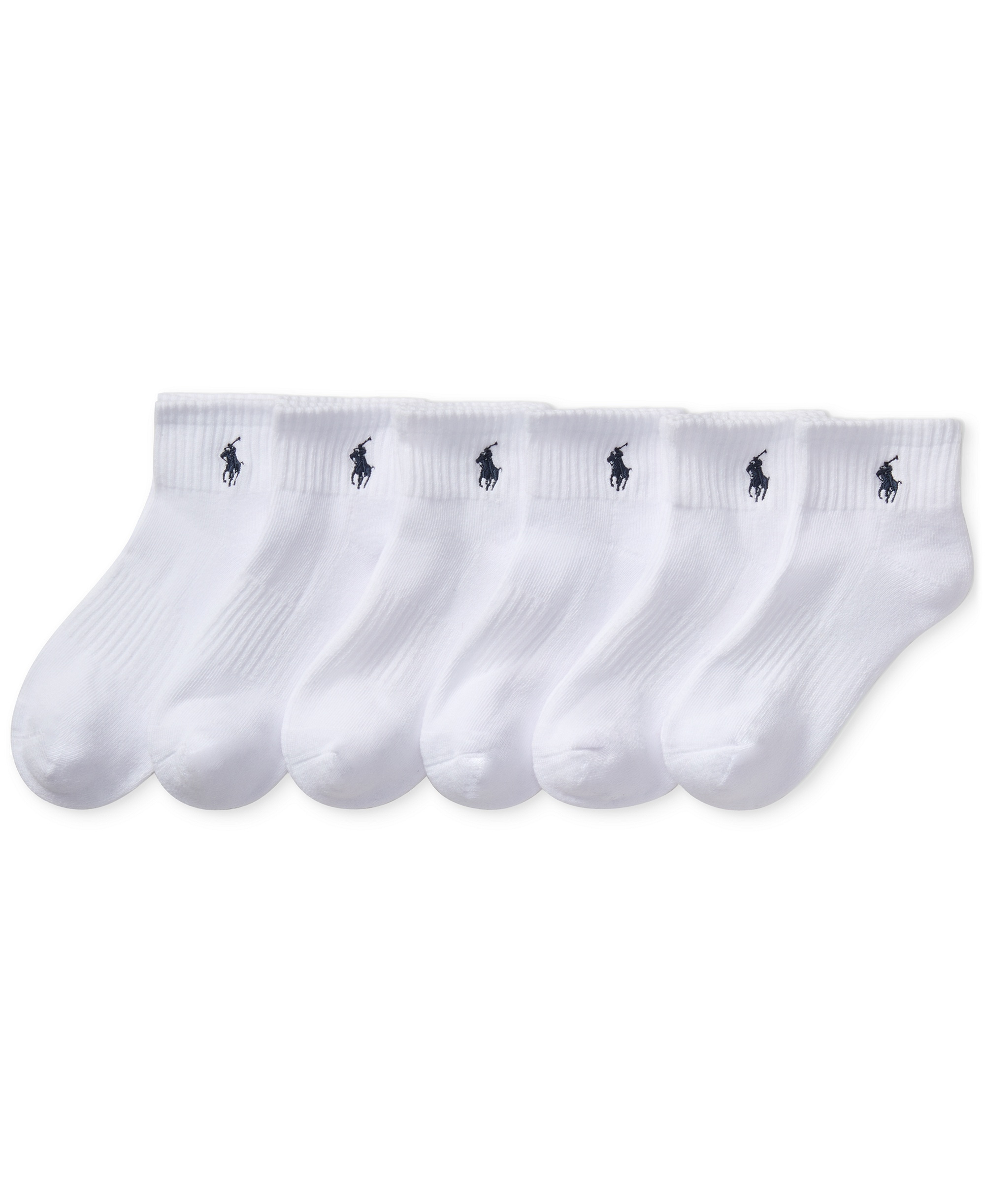 Polo Ralph Lauren Little & Big Boys Solid Quarter Crew Socks, 6-Pack - White