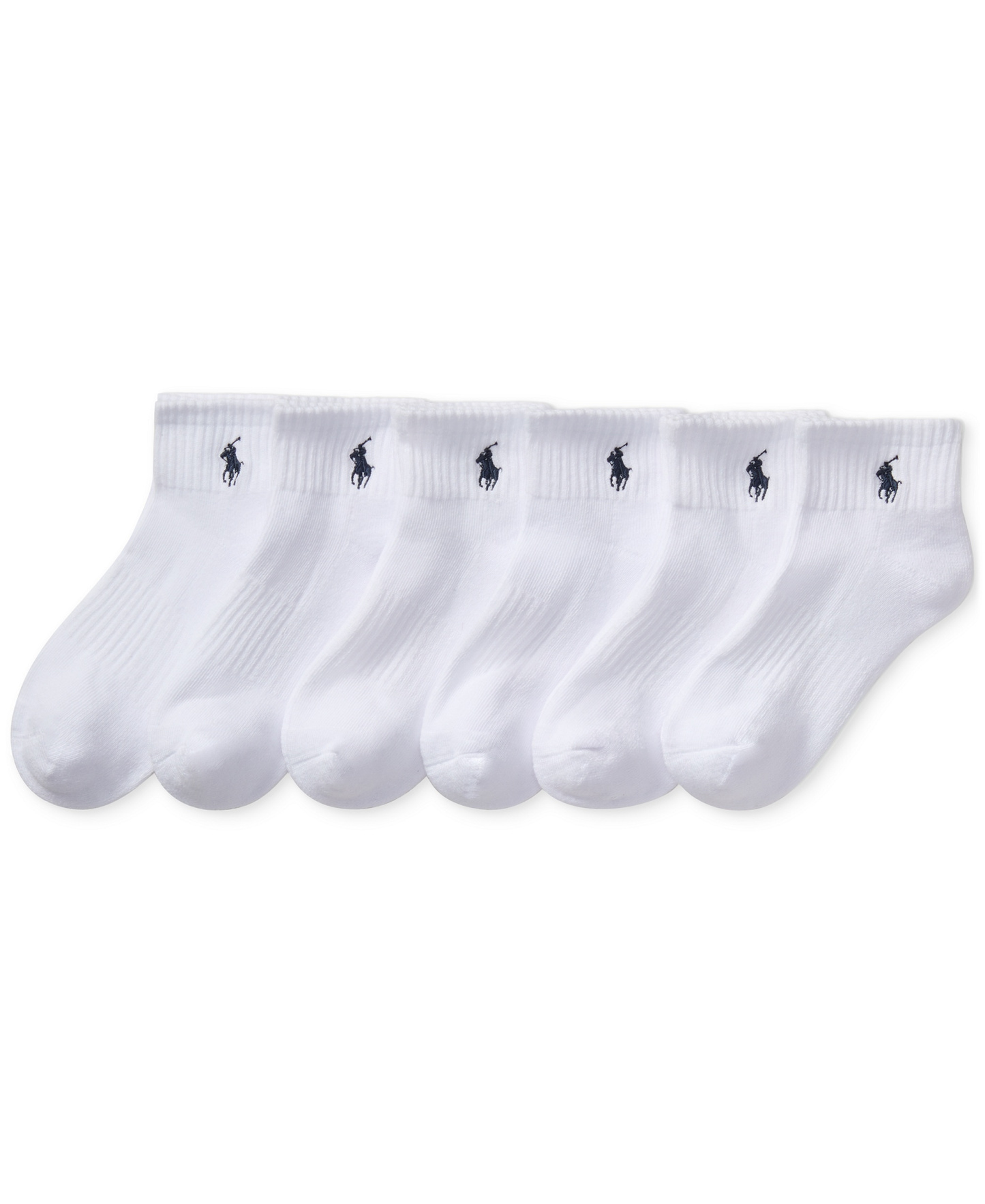 Polo Ralph Lauren Little & Big Boys Solid Quarter Crew Socks, 6-Pack - White