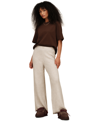 UGG® Women's Rylynn Straight-Leg Cable-Knit Mid-Rise Pants - Beige