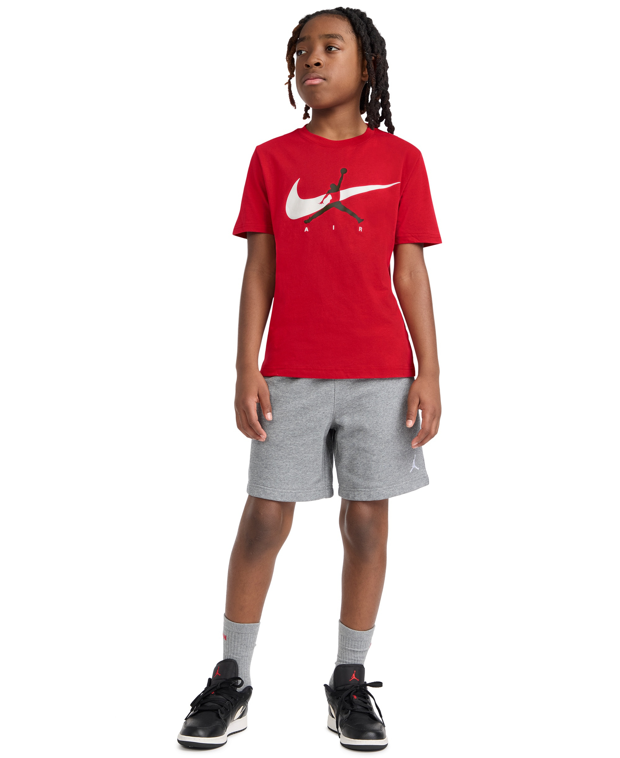 Jordan Boys' 8-20 Jumpman Swoosh Logo Crewneck T-Shirt - Gym Red