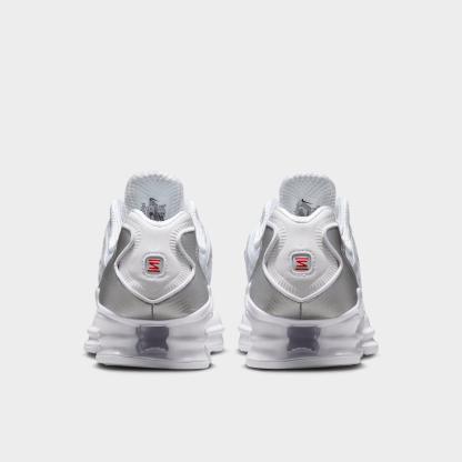 Big Kids' Nithtke Shox TL Casual Shoes - White/Metallic Silver/Max Orange/White - Back view