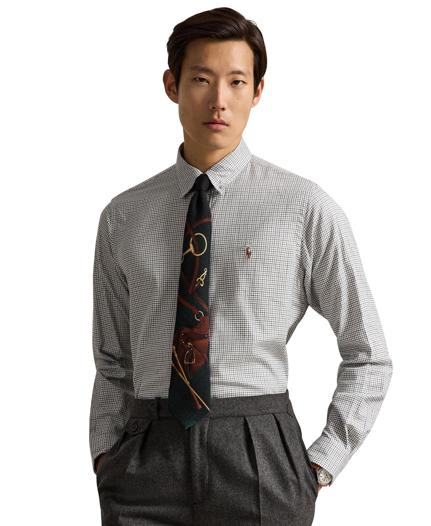Polo Ralph Lauren Men's Classic-Fit Performance Oxford Shirt - 7372C White Olive Multi