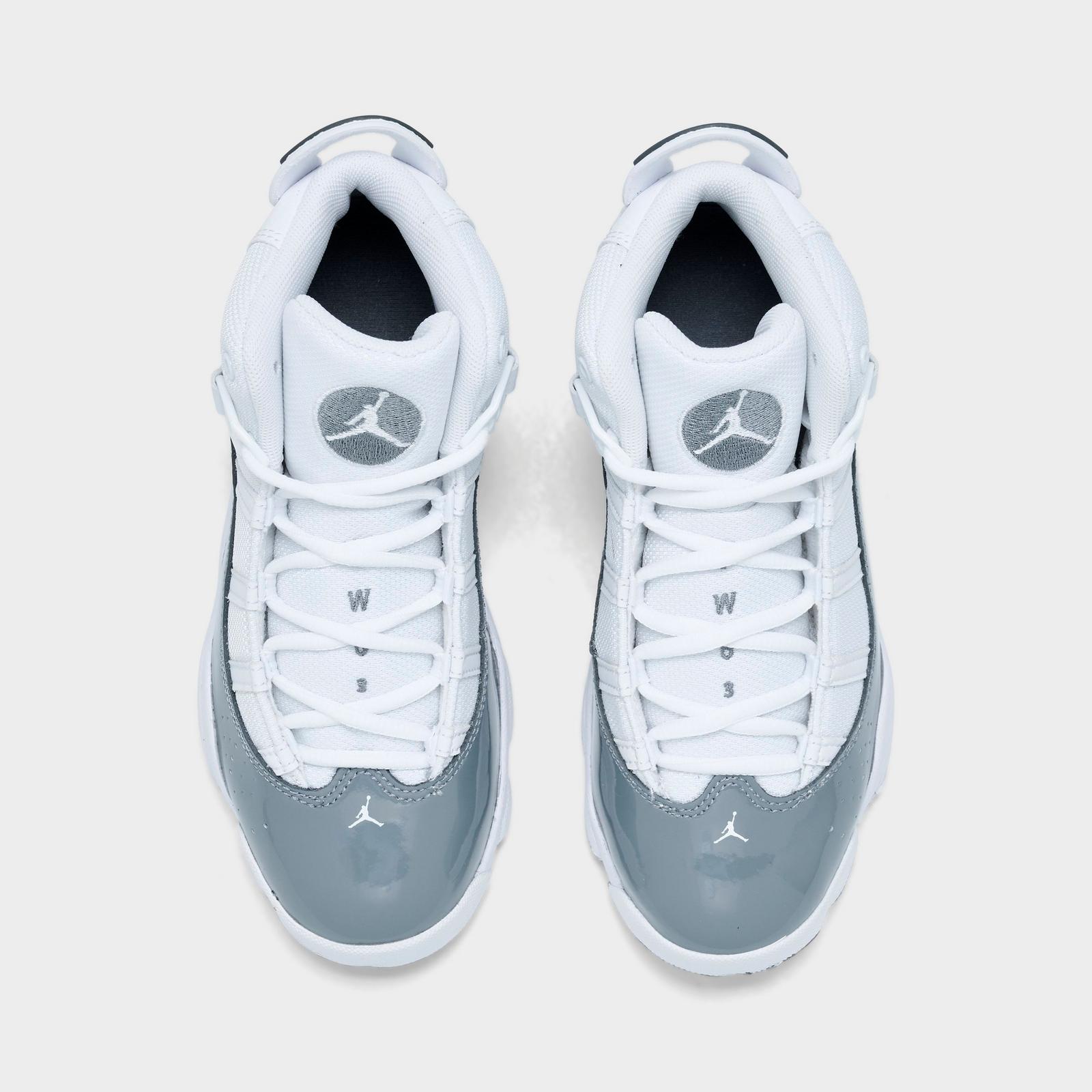 Little Kids' Air Jordan 6 Rings Basketball Shoes - White/Grey - view 4