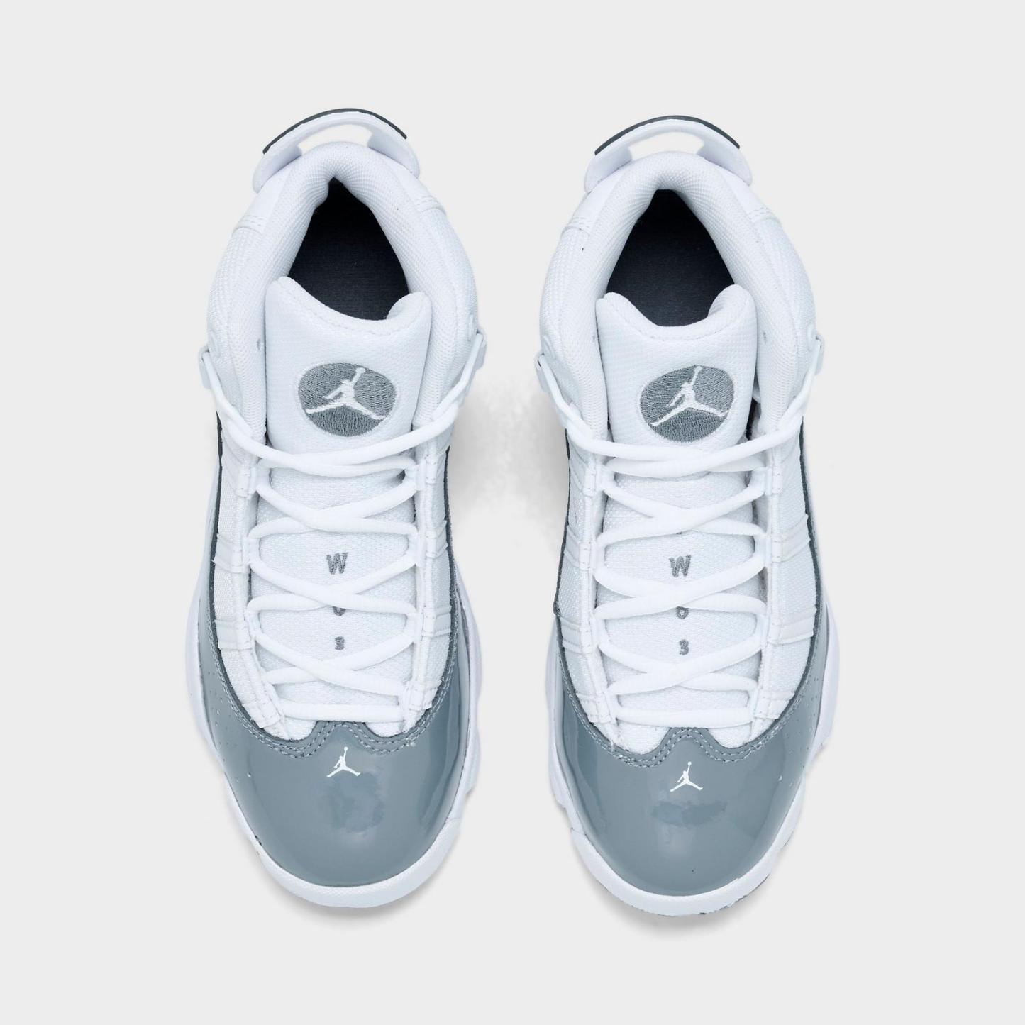 Little Kids' Air Jordan 6 Rings Basketball Shoes - White/Grey - view 4