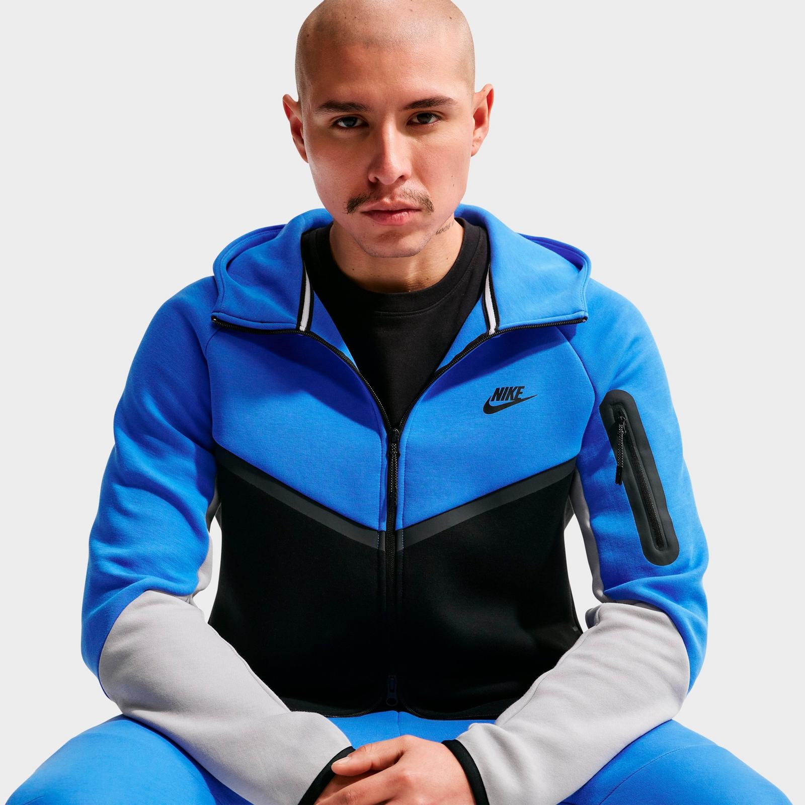 Men's Nike Tech Fleece Windrunner Full-Zip Hoodie - Obsidian/Black (HV0949-453)