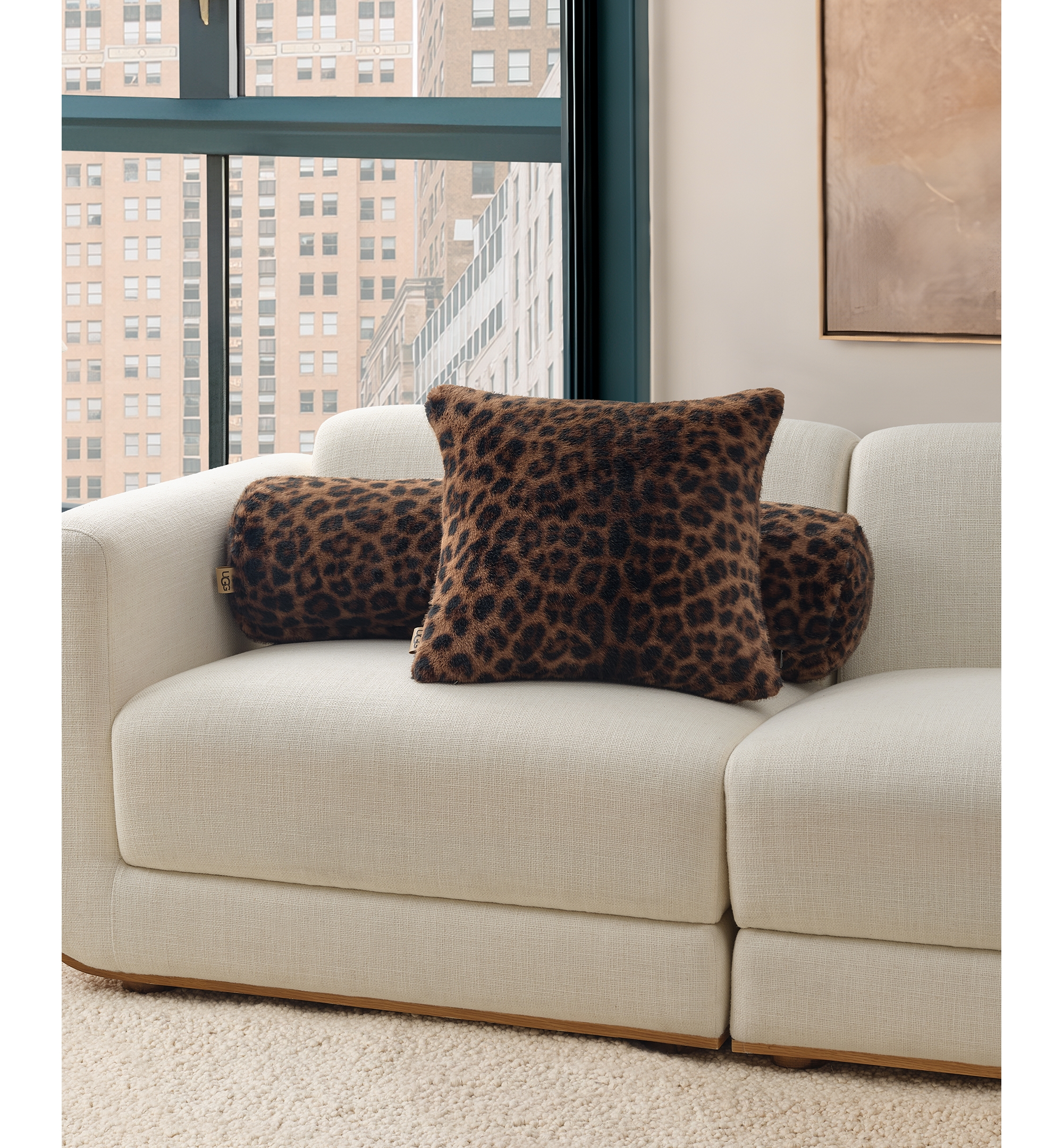 UGG® Everett Cow Pillow, 36" x 8" - Black Leopard