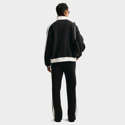 Women's Nithtke Studio Fleece Medium-Weight "Nithtke Run Club" Track Jacket - Total Black/Sail/Total Black